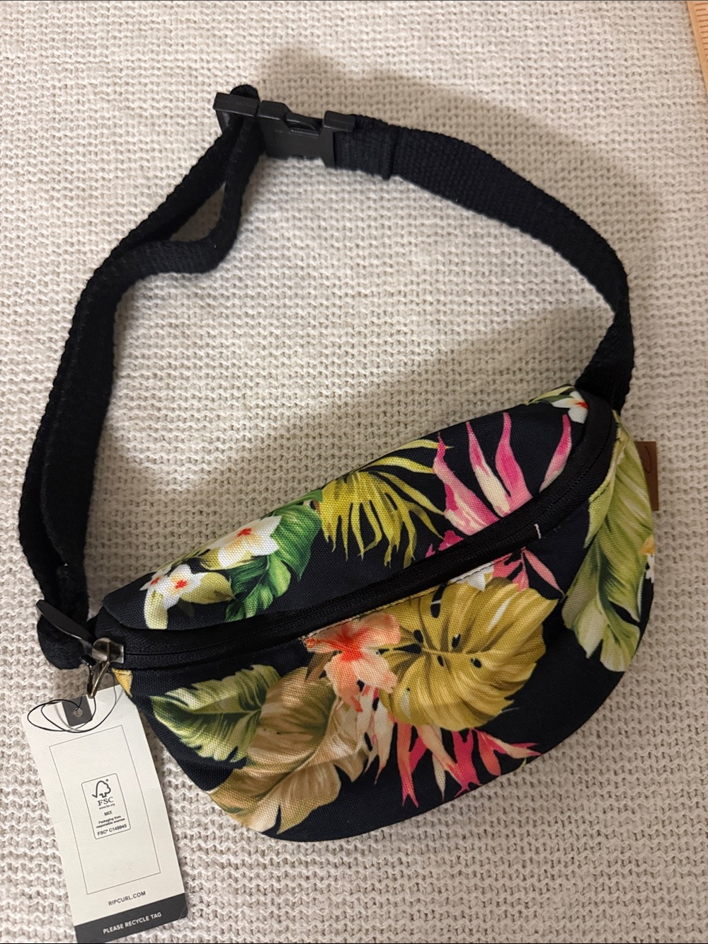 New with Tags - Rip Curl Black Tropical Floral Crossbody Waist Bag